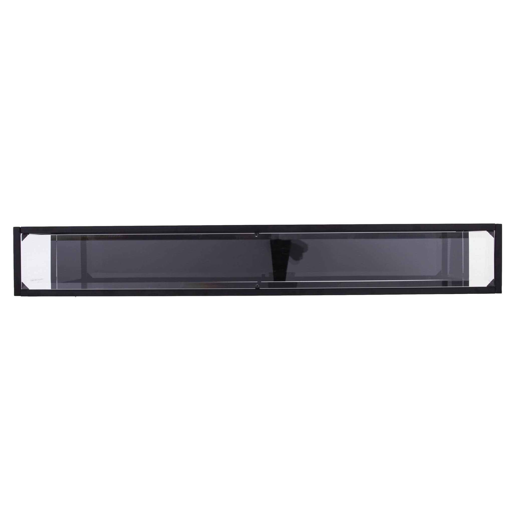 56" Clear and Black Glass Frame Console Table With Shelves - Homeroots