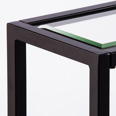56" Clear and Black Glass Frame Console Table With Shelves - Homeroots