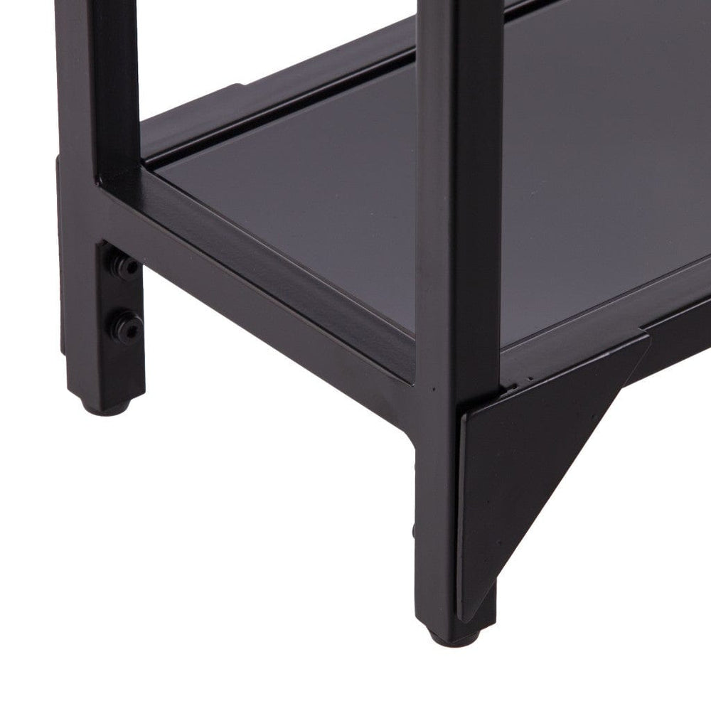 56" Clear and Black Glass Frame Console Table With Shelves - Homeroots - Flyclothing LLC