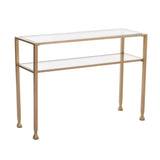 43" Clear and Gold Glass Console Table With Shelves - Homeroots
