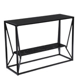 42" Black Glass Frame Console Table With Shelves - Homeroots