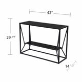 42" Black Glass Frame Console Table With Shelves - Homeroots - Flyclothing LLC