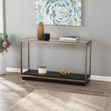 48" Clear and Champagne Glass Floor Shelf Console Table With Shelves - Homeroots - Flyclothing LLC