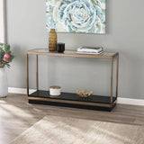 48" Clear and Champagne Glass Floor Shelf Console Table With Shelves - Homeroots - Flyclothing LLC
