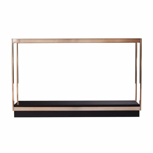 48" Clear and Champagne Glass Floor Shelf Console Table With Shelves - Homeroots