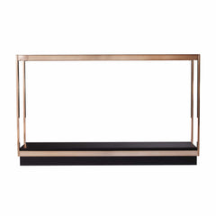 48" Clear and Champagne Glass Floor Shelf Console Table With Shelves - Homeroots