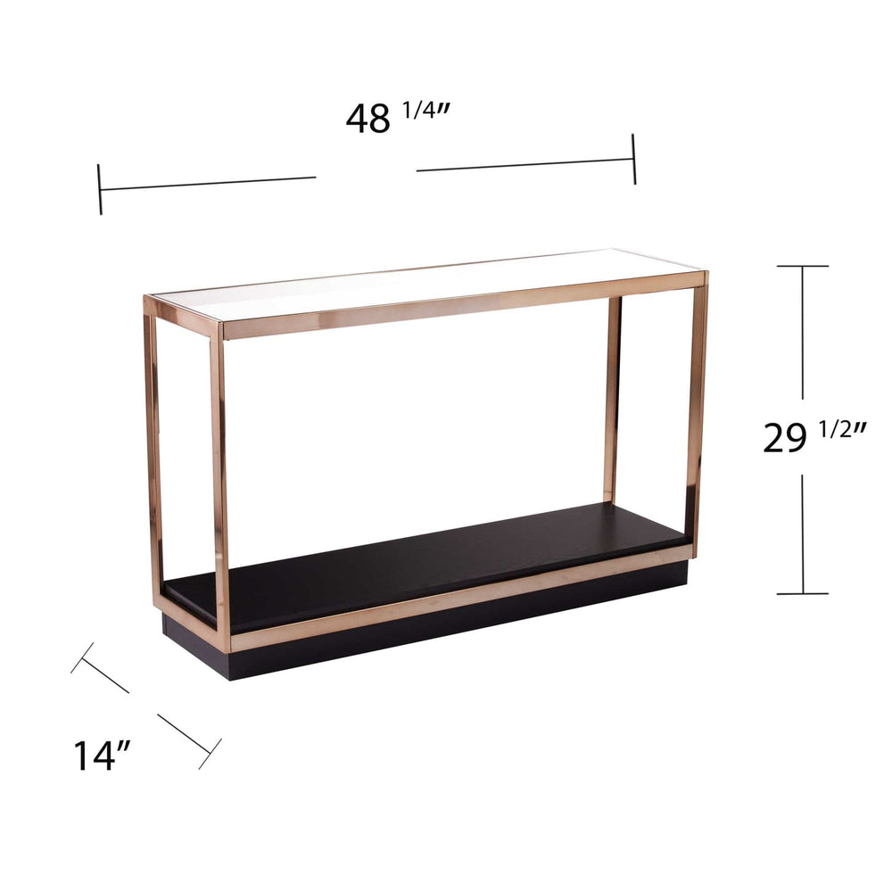 48" Clear and Champagne Glass Floor Shelf Console Table With Shelves - Homeroots - Flyclothing LLC