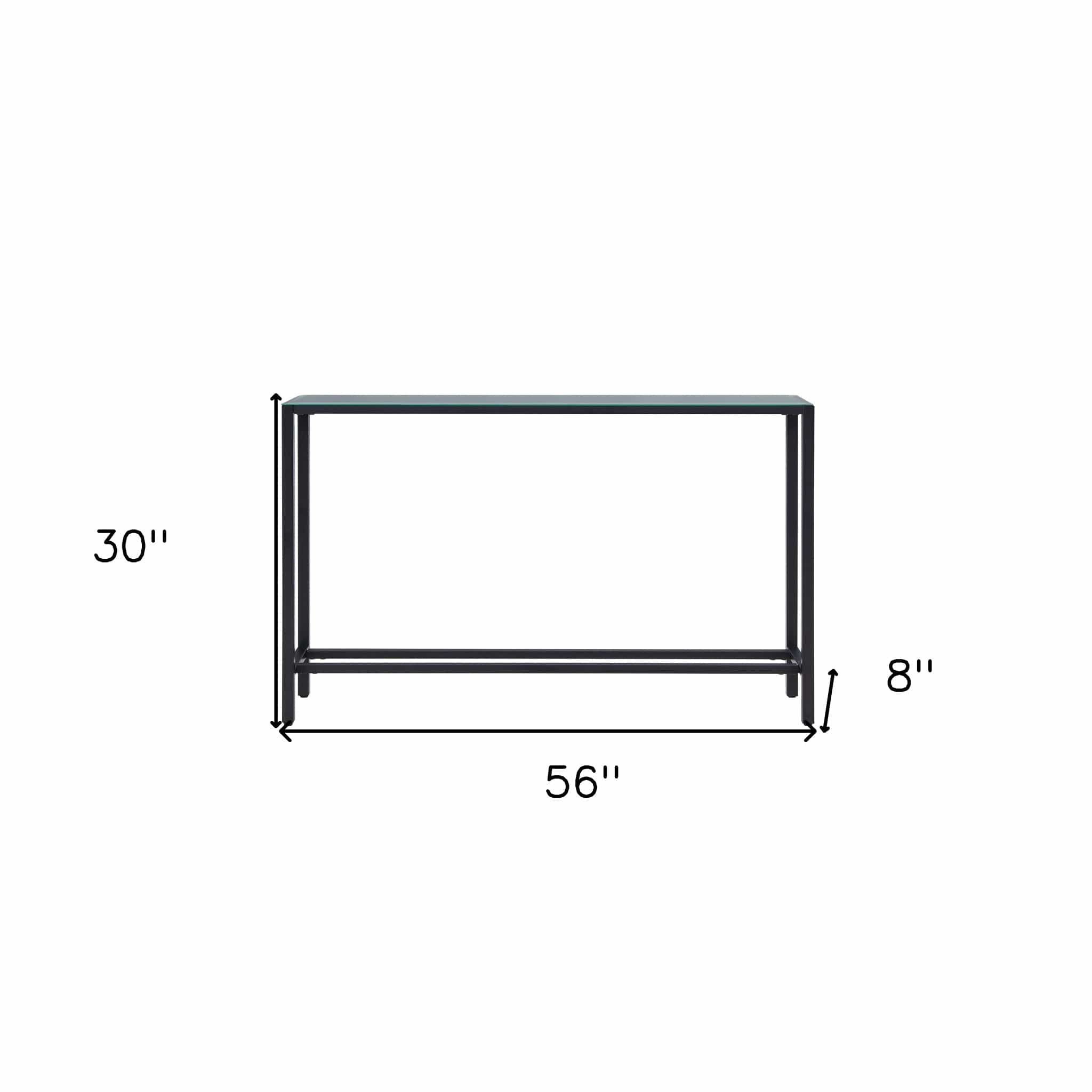 56" Black Mirrored Glass Console Table - Homeroots