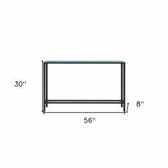 56" Black Mirrored Glass Console Table - Homeroots