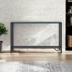 56" Black Mirrored Glass Console Table - Homeroots