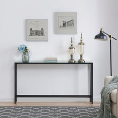 56" Black Mirrored Glass Console Table - Homeroots