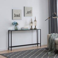 56" Black Mirrored Glass Console Table - Homeroots