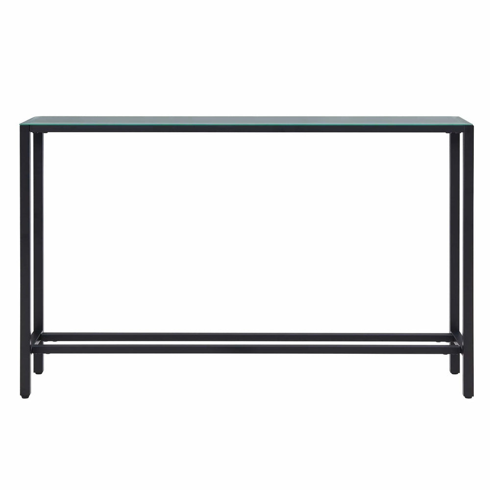 56" Black Mirrored Glass Console Table - Homeroots