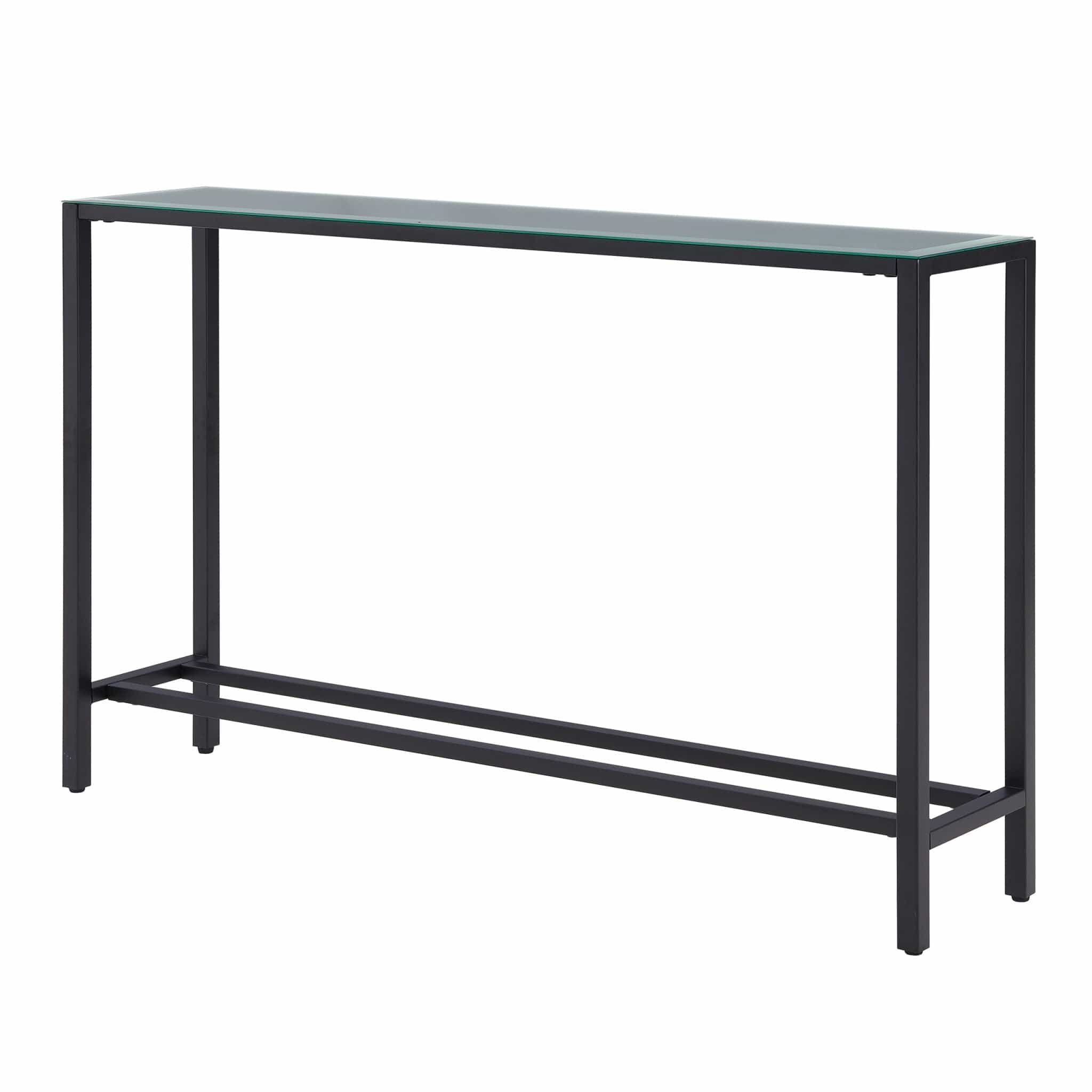 56" Black Mirrored Glass Console Table - Homeroots