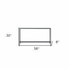 56" Silver and Gunmetal Mirrored Glass Console Table - Homeroots
