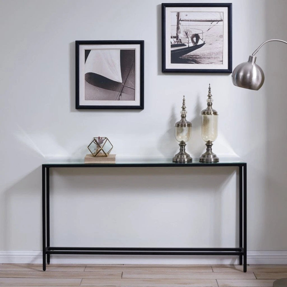 56" Silver and Gunmetal Mirrored Glass Console Table - Homeroots - Flyclothing LLC
