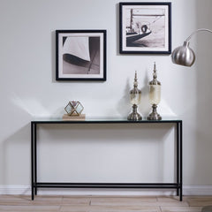56" Silver and Gunmetal Mirrored Glass Console Table - Homeroots