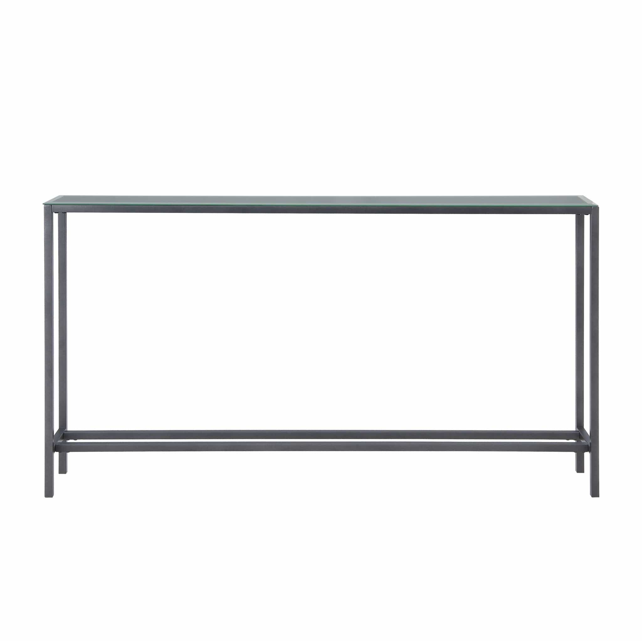 56" Silver and Gunmetal Mirrored Glass Console Table - Homeroots