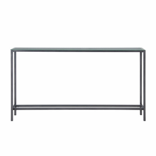 56" Silver and Gunmetal Mirrored Glass Console Table - Homeroots