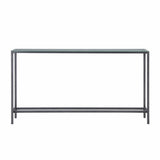 56" Silver and Gunmetal Mirrored Glass Console Table - Homeroots