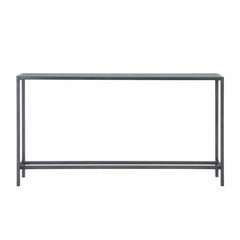 56" Silver and Gunmetal Mirrored Glass Console Table - Homeroots