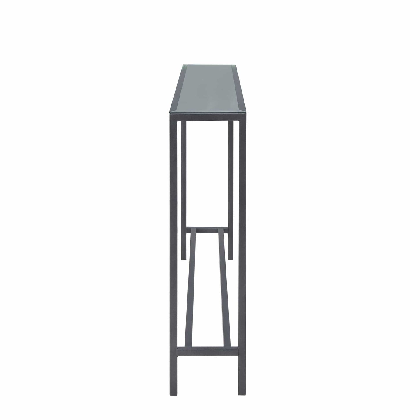 56" Silver and Gunmetal Mirrored Glass Console Table - Homeroots - Flyclothing LLC