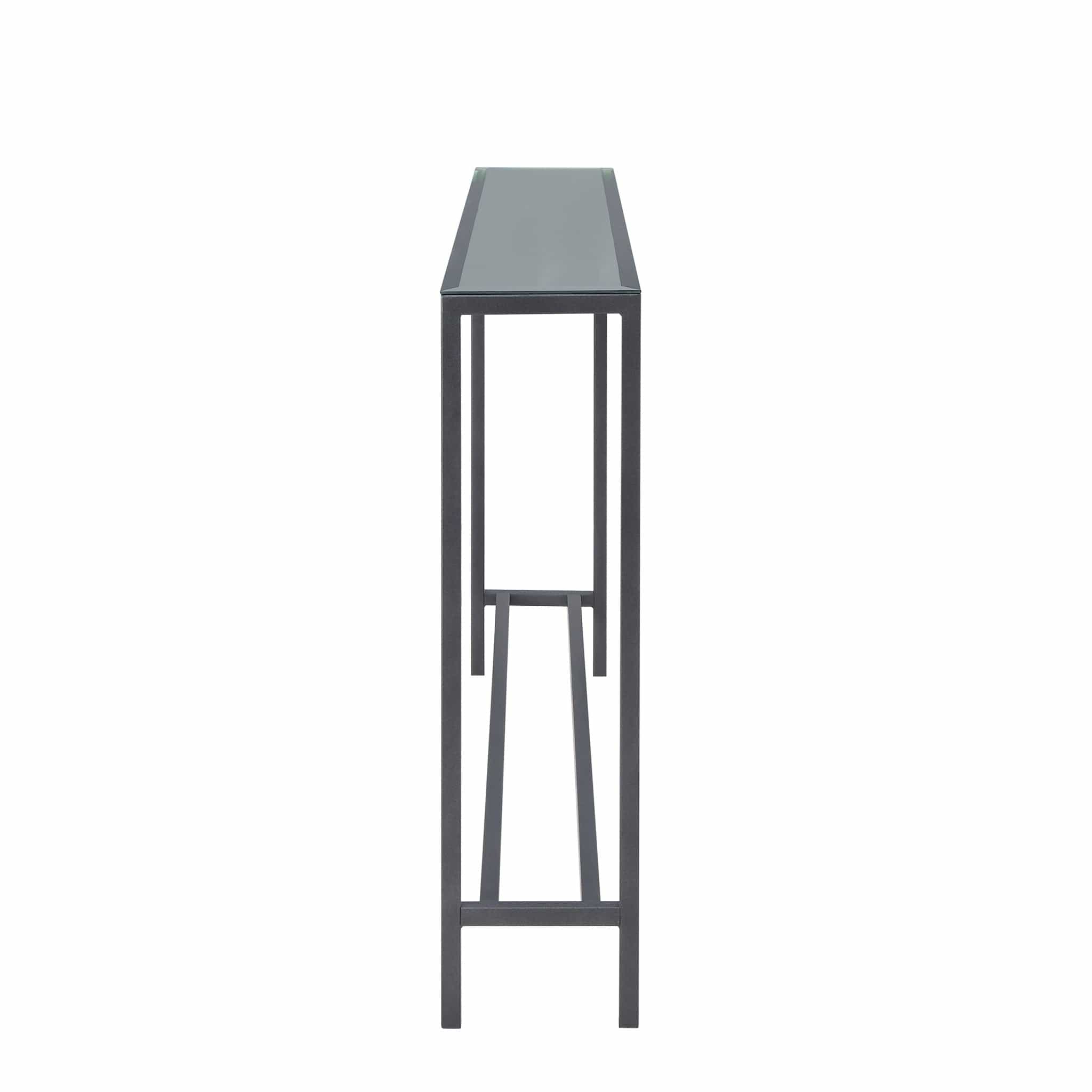 56" Silver and Gunmetal Mirrored Glass Console Table - Homeroots - Flyclothing LLC