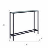 36" Black and Gunmetal Mirrored Glass Console Table - Homeroots - Flyclothing LLC