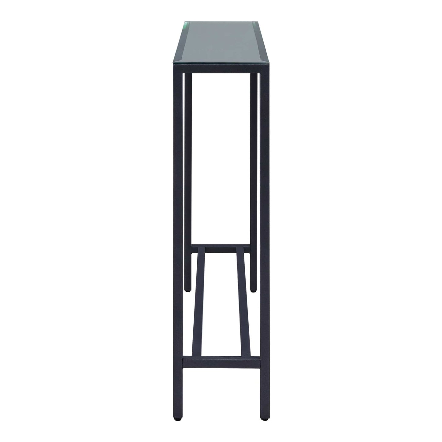 36" Black and Gunmetal Mirrored Glass Console Table - Homeroots - Flyclothing LLC