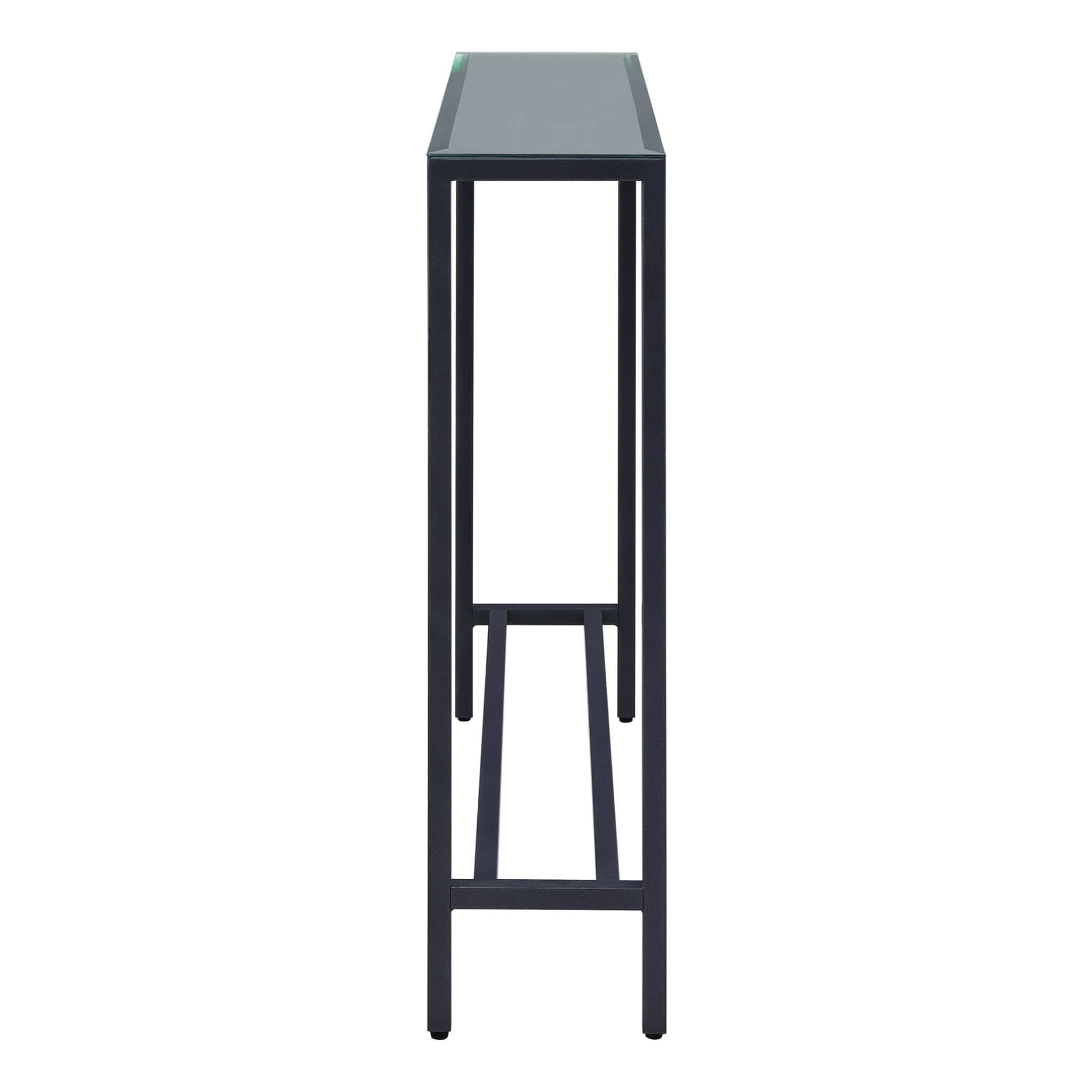 36" Black and Gunmetal Mirrored Glass Console Table - Homeroots - Flyclothing LLC