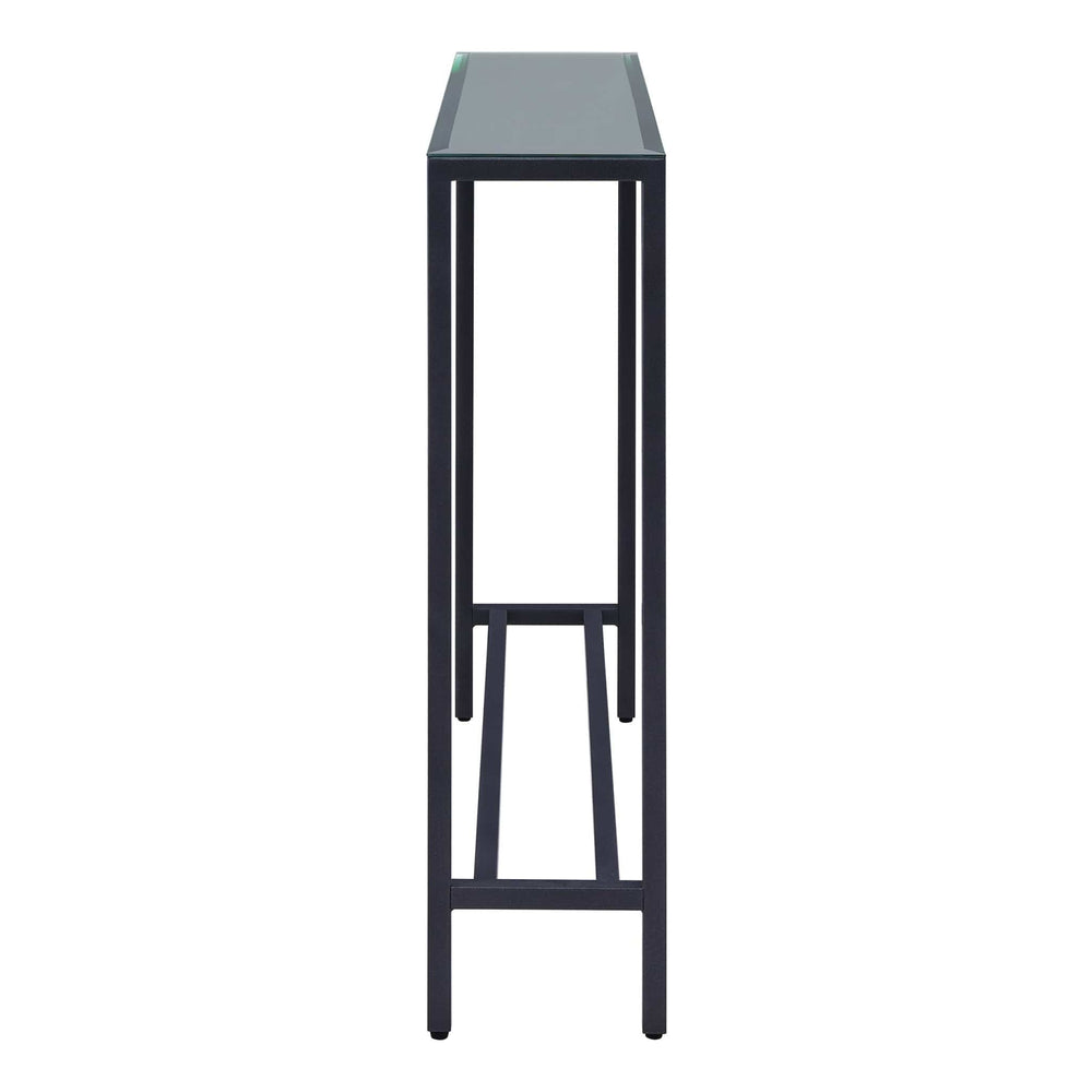 36" Black and Gunmetal Mirrored Glass Console Table - Homeroots - Flyclothing LLC