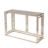 44" Champagne and Gold Faux Marble Frame Console Table - Homeroots
