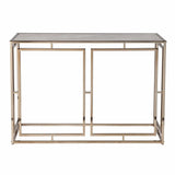 44" Champagne and Gold Faux Marble Frame Console Table - Homeroots