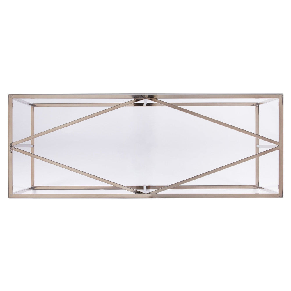 42" Clear and Gold Glass Frame Console Table - Homeroots - Flyclothing LLC