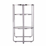 42" Silver Mirrored Glass Oval Cross Leg Console Table With Shelves - Homeroots