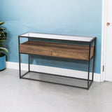 48" Clear and Black Glass Frame Console Table With Storage With Storage - Homeroots - Flyclothing LLC