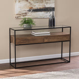 48" Clear and Black Glass Frame Console Table With Storage With Storage - Homeroots - Flyclothing LLC