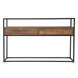 48" Clear and Black Glass Frame Console Table With Storage With Storage - Homeroots - Flyclothing LLC