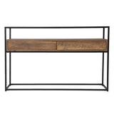 48" Clear and Black Glass Frame Console Table With Storage With Storage - Homeroots
