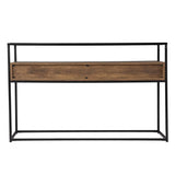 48" Clear and Black Glass Frame Console Table With Storage With Storage - Homeroots