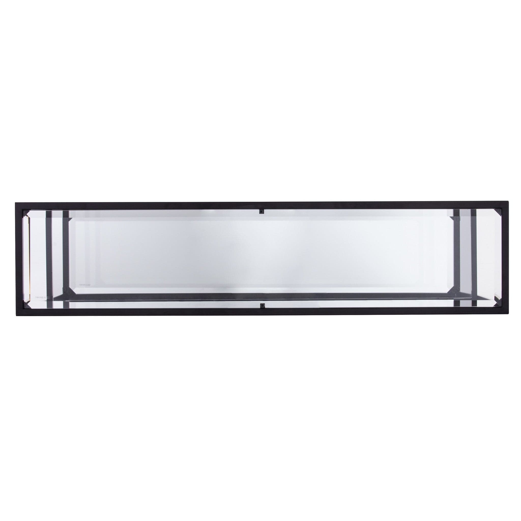 52" Clear and Black Glass Mirrored Sled Console Table With Shelves - Homeroots
