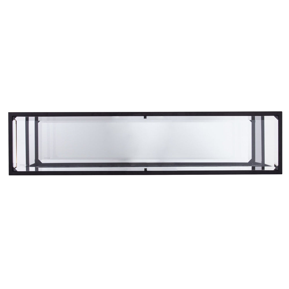52" Clear and Black Glass Mirrored Sled Console Table With Shelves - Homeroots - Flyclothing LLC