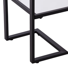 52" Clear and Black Glass Mirrored Sled Console Table With Shelves - Homeroots