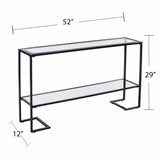 52" Clear and Black Glass Mirrored Sled Console Table With Shelves - Homeroots - Flyclothing LLC