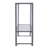 52" Clear and Silver Glass Sled Console Table With Shelves - Homeroots