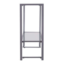 52" Clear and Silver Glass Sled Console Table With Shelves - Homeroots