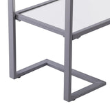 52" Clear and Silver Glass Sled Console Table With Shelves - Homeroots