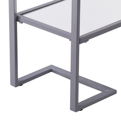 52" Clear and Silver Glass Sled Console Table With Shelves - Homeroots