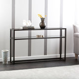 50" Black Glass Frame Console Table With Shelves - Homeroots