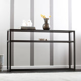 50" Black Glass Frame Console Table With Shelves - Homeroots